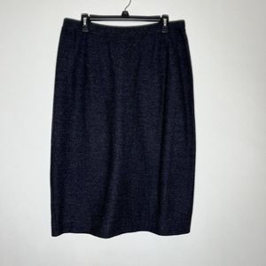 EILEEN FISHER Skirt L Knitted Wool Pencil‎ Straight Elastic Waist Gray USA VTG